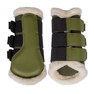 Protectores HKM comfort premium mesh, color verde oliva, con borreguillo sintético, talla M (par) - Imagen 1