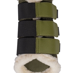 Protectores HKM comfort premium mesh, color verde oliva, con borreguillo sintético, talla M (par) - Imagen 2