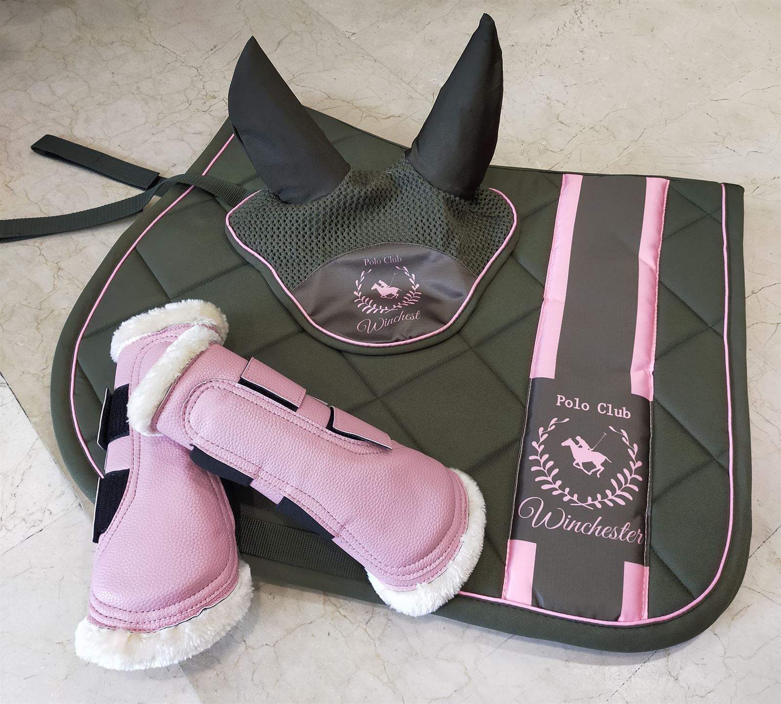 Protectores HKM Sports Equipment Comfort Premium Fur color rosa bebé TALLA M (par) - Imagen 2