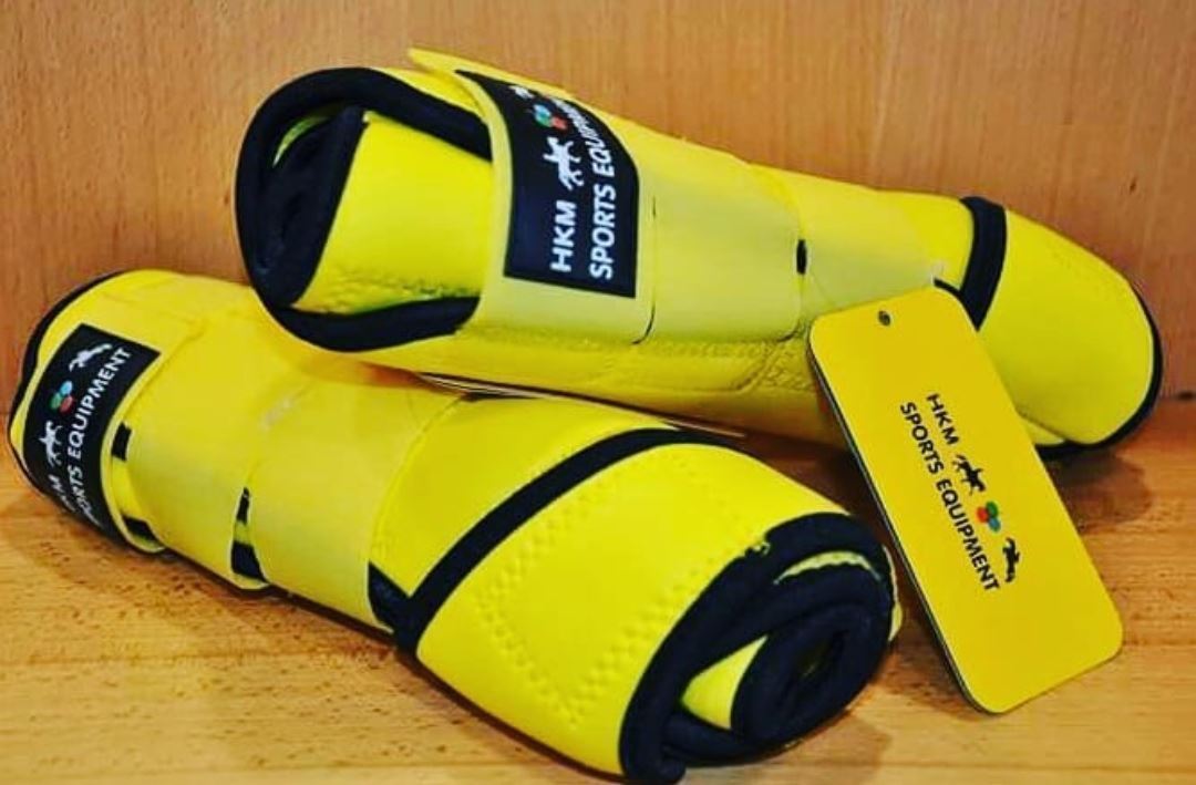 Protectores HKM Sports Equipment de softopren amarillo talla L (par) - Imagen 1