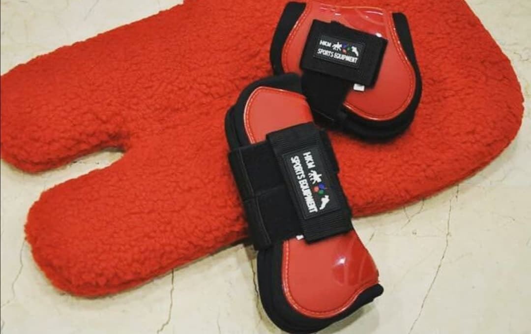 Protectores HKM Sports Equipment, juego de 4 unidades, color rojo, talla COB - Imagen 1