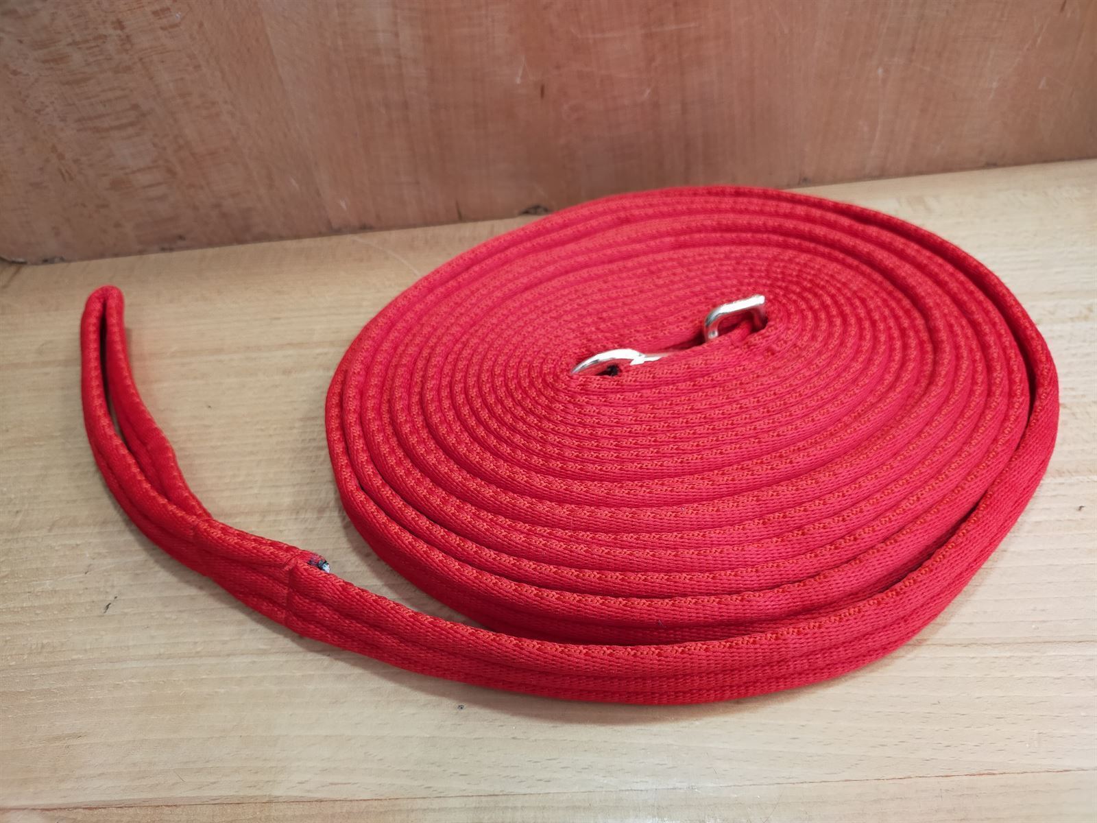 Ramal 8 metros, plano algodón, rojo, mosquetón gatillo - Imagen 1