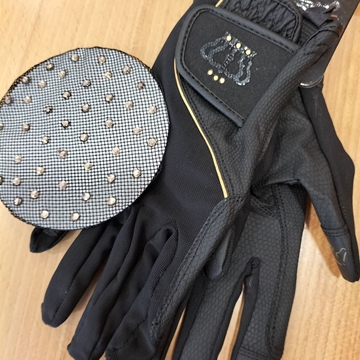 Redecilla para el pelo HKM Sports Equipment color negro con adornos de cristales rosegold - Imagen 1