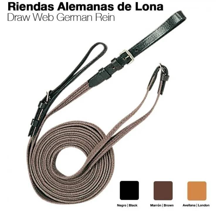 Riendas alemanas de lona, 6 metros, color negro - Imagen 1