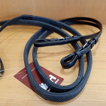 Riendas de goma HH cuero negro, goma negra FULL 1/2" - Imagen 1