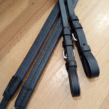 Riendas de goma HH cuero negro, goma negra FULL 1/2" - Imagen 2