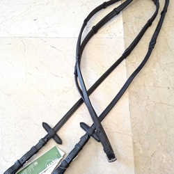 Riendas de goma LEXHIS GREEN, cuero color negro y goma negra con tacos - Imagen 1