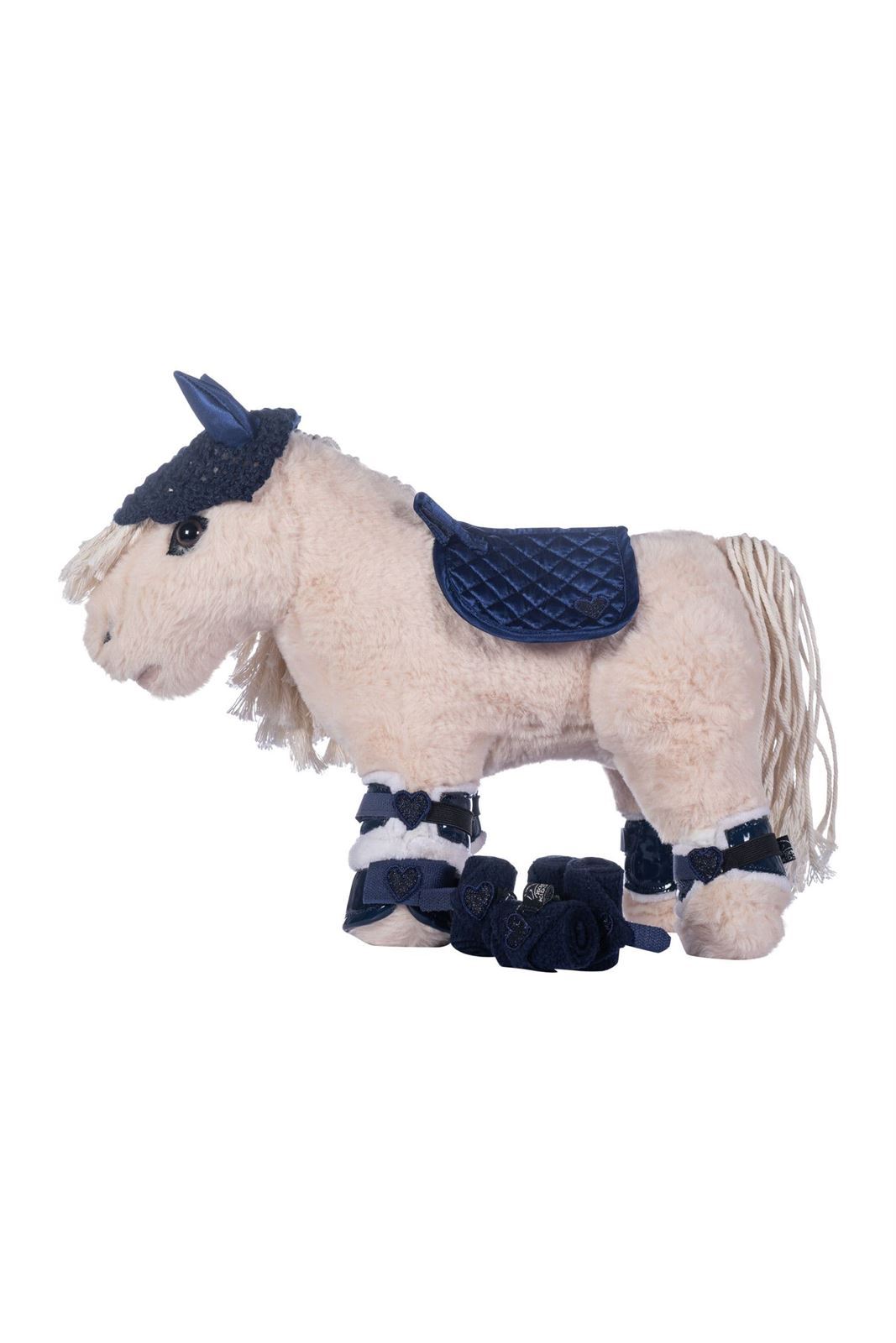 Set accesorios Cuddle pony HKM Sports Equipment Mantilla, orejeras, vendas, protectores y campanas color azul marino - Imagen 2