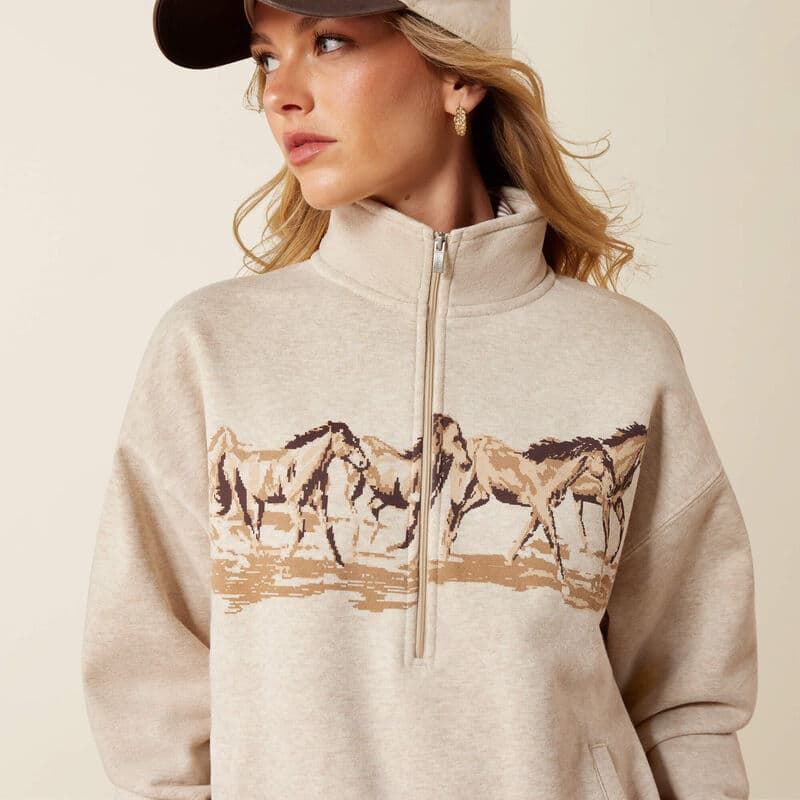 Sudadera ARIAT cremallera corta caballos - Imagen 1