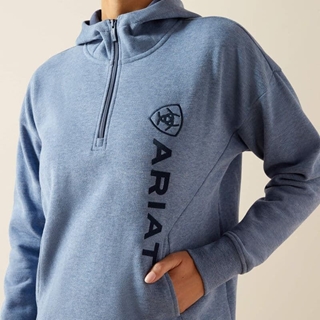 Sudadera ARIAT mujer media cremallera logo lateral color azul - Imagen 1