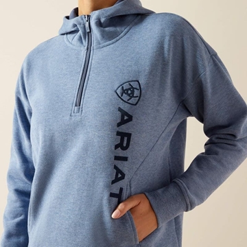Sudadera ARIAT mujer media cremallera logo lateral color azul - Imagen 1