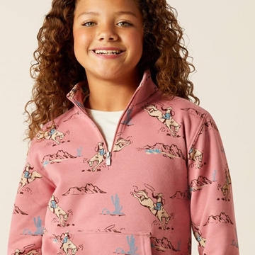 Sudadera ARIAT niñ@ unisex Bronc Scene color rosa (tallaje infantil) - Imagen 1