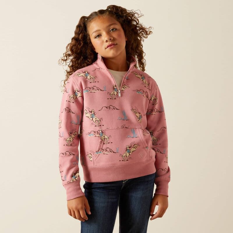 Sudadera ARIAT niñ@ unisex Bronc Scene color rosa (tallaje infantil) - Imagen 3