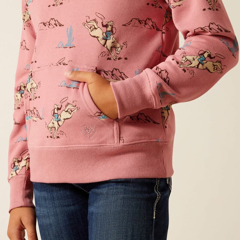 Sudadera ARIAT niñ@ unisex Bronc Scene color rosa (tallaje infantil) - Imagen 4
