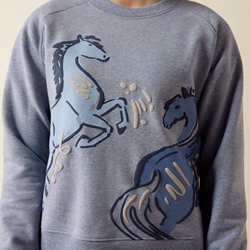 Sudadera ARIAT niña/niño azul grisáceo caballos - Imagen 1