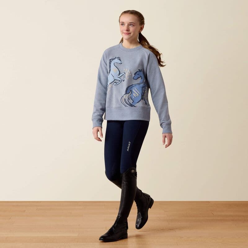 Sudadera ARIAT niña/niño azul grisáceo caballos - Imagen 3