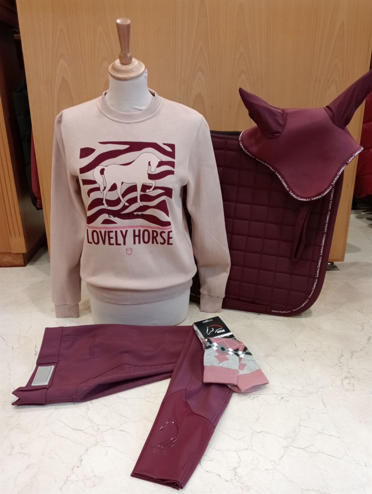 Sudadera EQUESTRO Lovely Horse color rosa empolvado TALLA S - Imagen 2