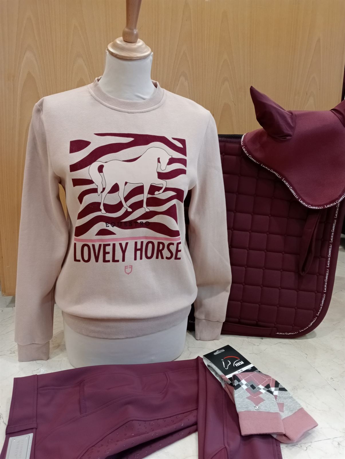 Sudadera EQUESTRO Lovely Horse color rosa empolvado TALLA S - Imagen 3