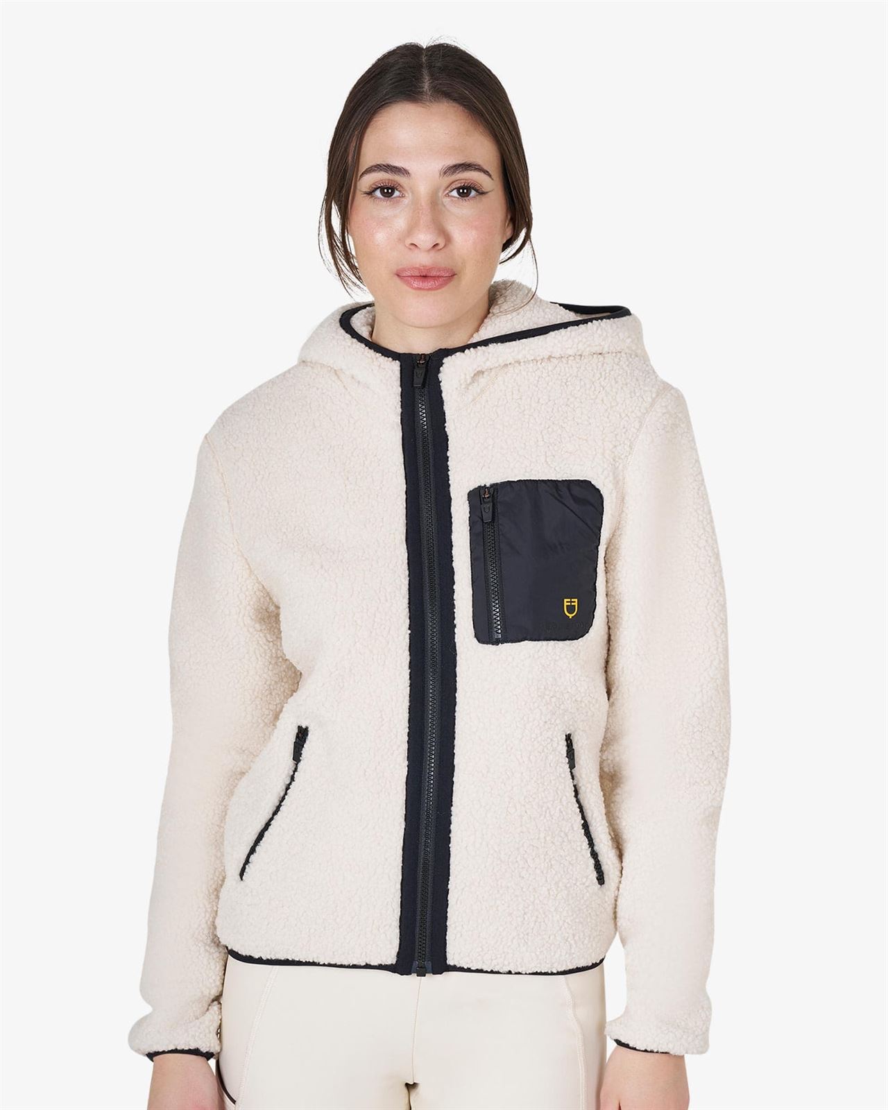 Sudadera EQUESTRO mujer borreguillo blanco/negro cremallera - Imagen 1