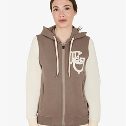 Sudadera EQUESTRO mujer cremallera color walnut/marfil - Imagen 1