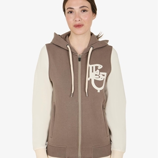 Sudadera EQUESTRO mujer cremallera color walnut/marfil - Imagen 1