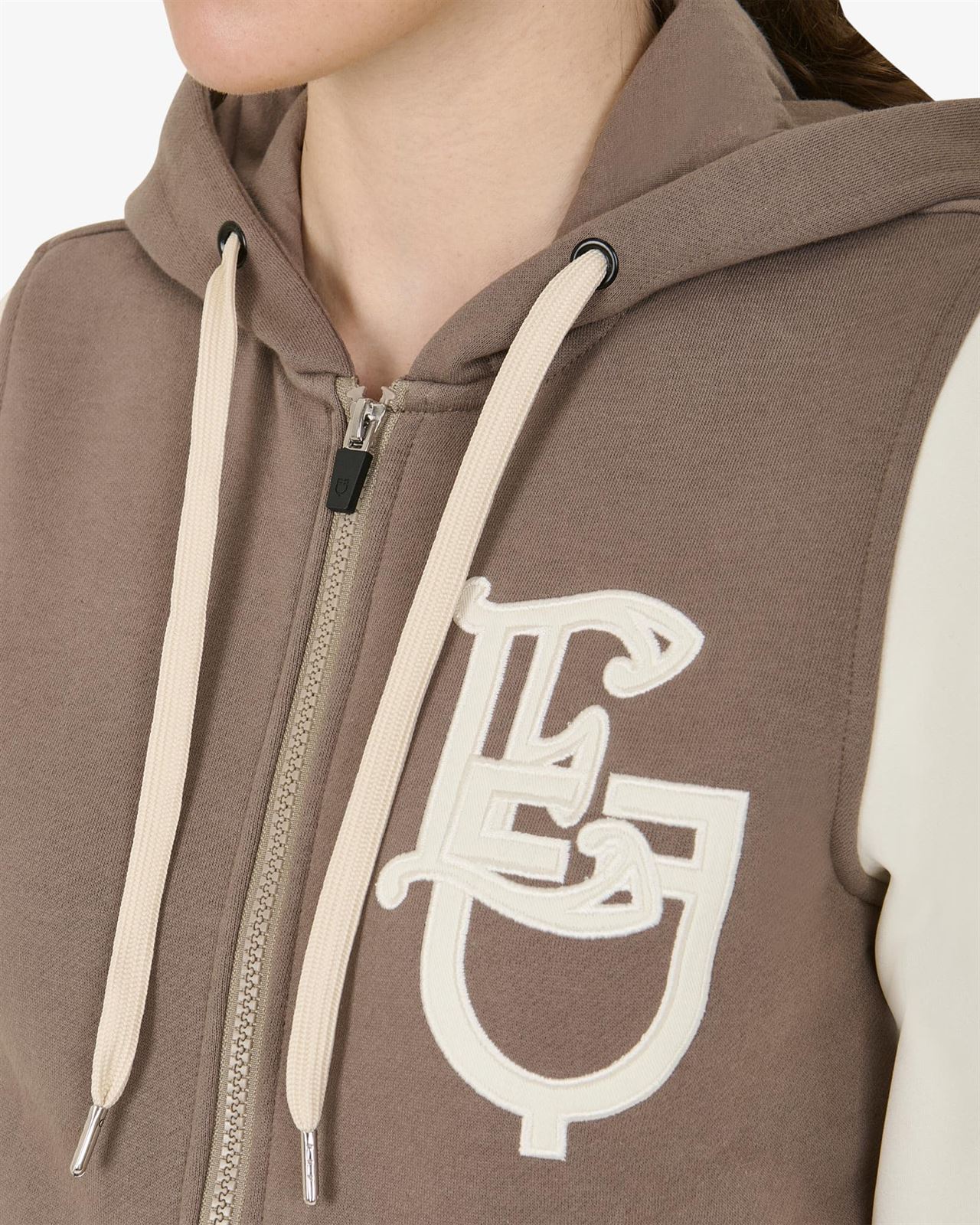 Sudadera EQUESTRO mujer cremallera color walnut/marfil - Imagen 5