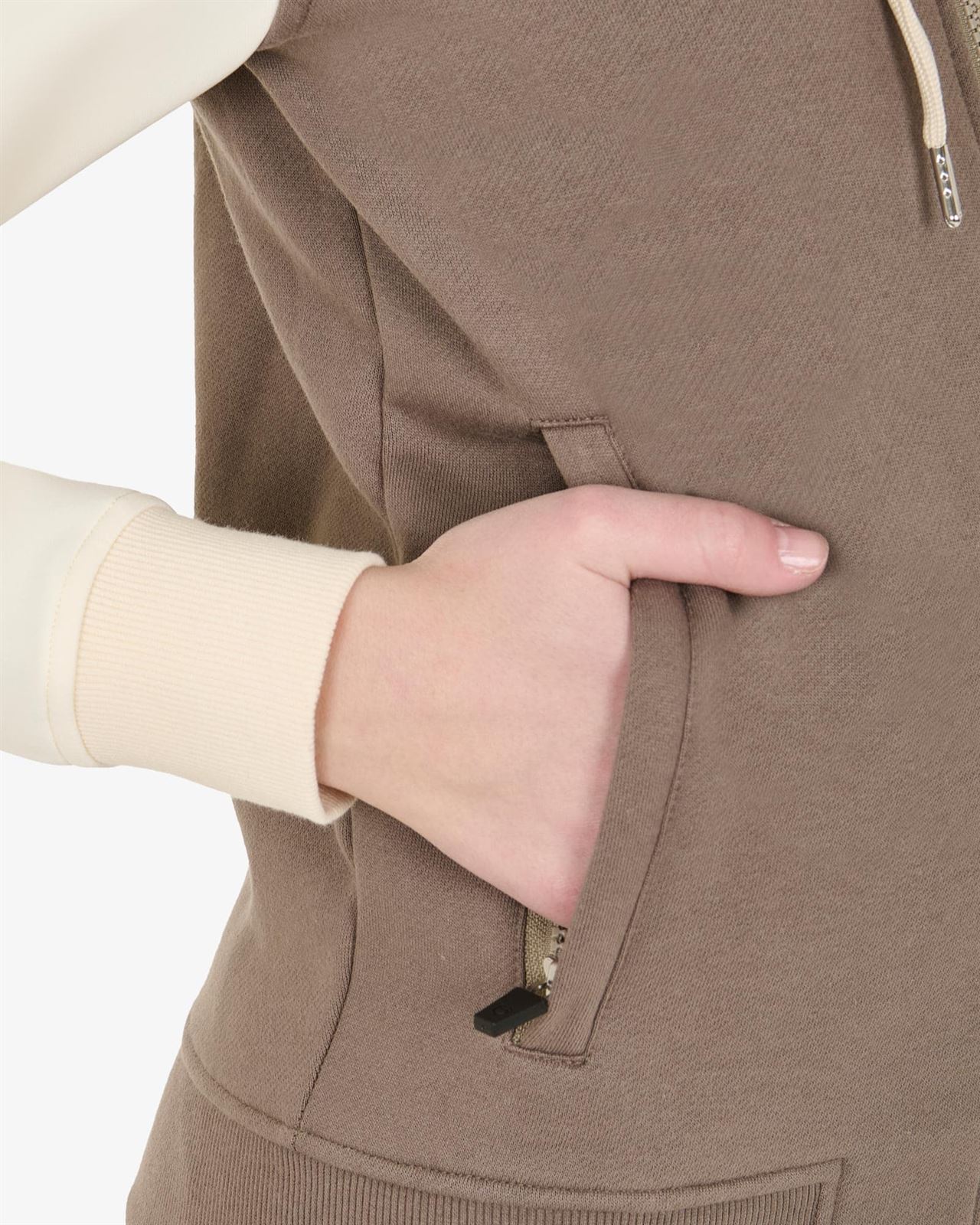 Sudadera EQUESTRO mujer cremallera color walnut/marfil - Imagen 6