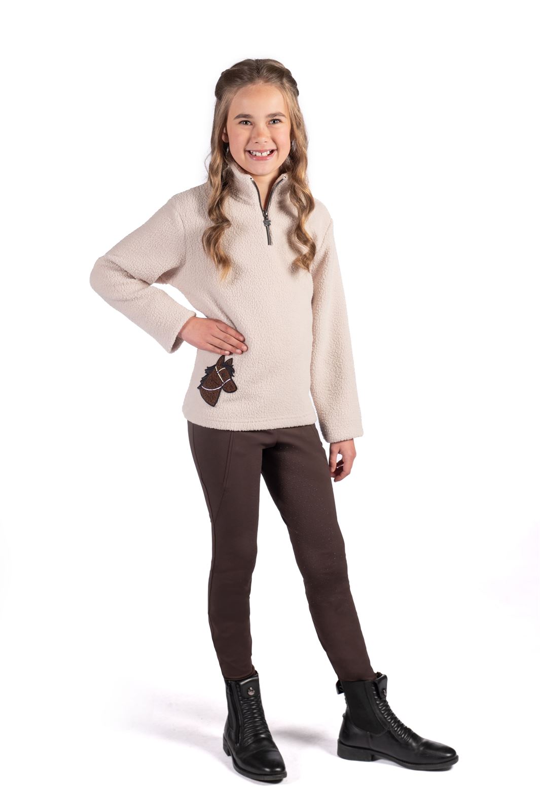Sudadera HKM Sports Equipment unisex borreguillo beige TALLA 9-11 años - Imagen 4