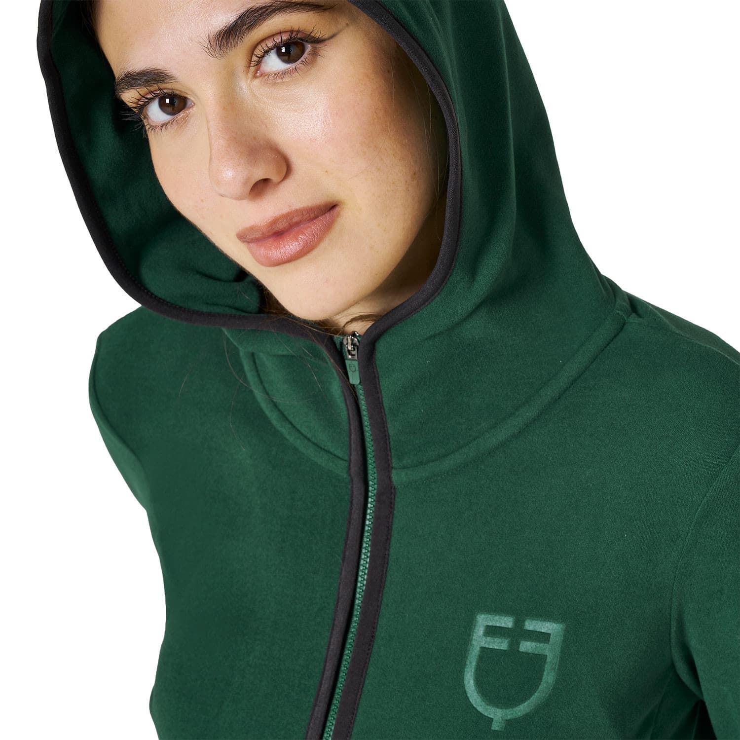 Sudadera mujer EQUESTRO cremallera polar color verde botella - Imagen 3