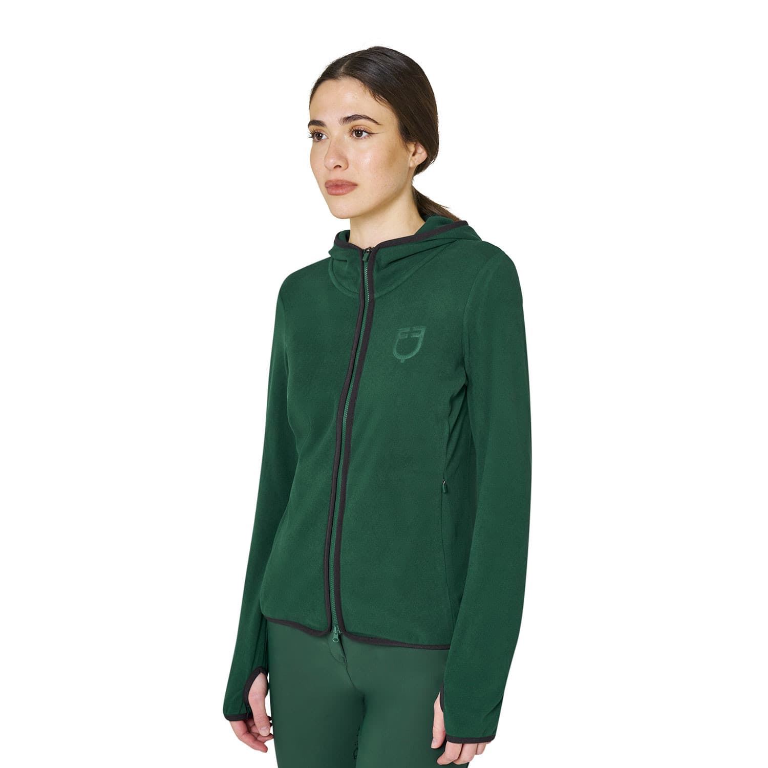 Sudadera mujer EQUESTRO cremallera polar color verde botella - Imagen 5