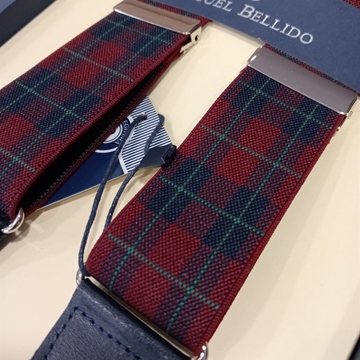 Tirantes MIGUEL BELLIDO, lona estampado tartán granate - Imagen 1