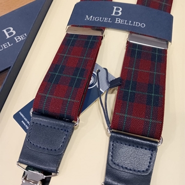 Tirantes MIGUEL BELLIDO, lona estampado tartán granate - Imagen 2