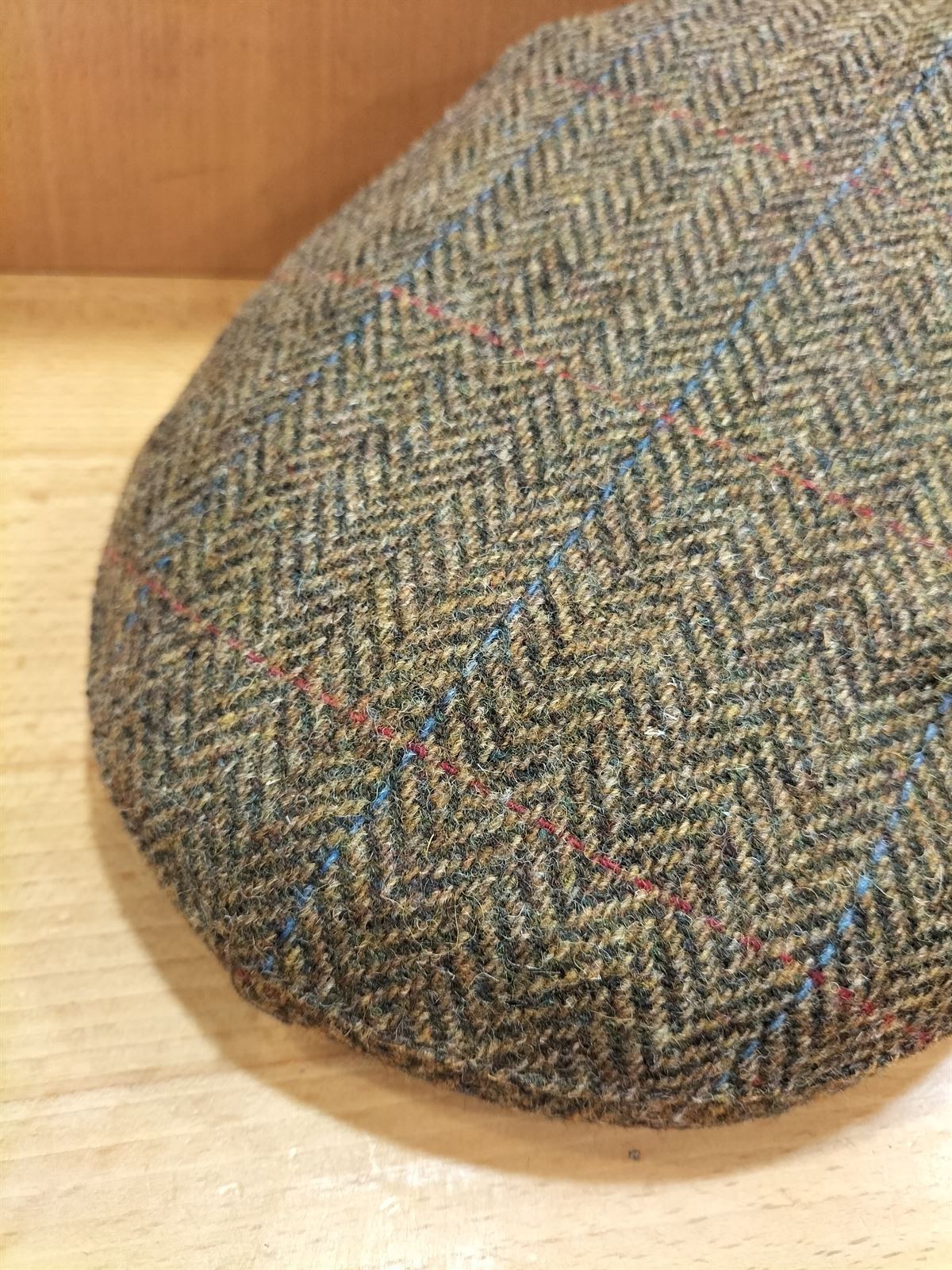 Visera BEIRETS de lana, espiga verde amarronado líneas azul y caldero - Imagen 1