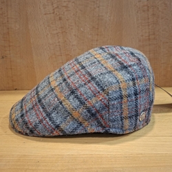 Visera BEIRETS de lana, gris con rayas mostaza/negro/rojo - Imagen 1