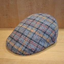 Visera BEIRETS de lana, gris con rayas mostaza/negro/rojo - Imagen 2