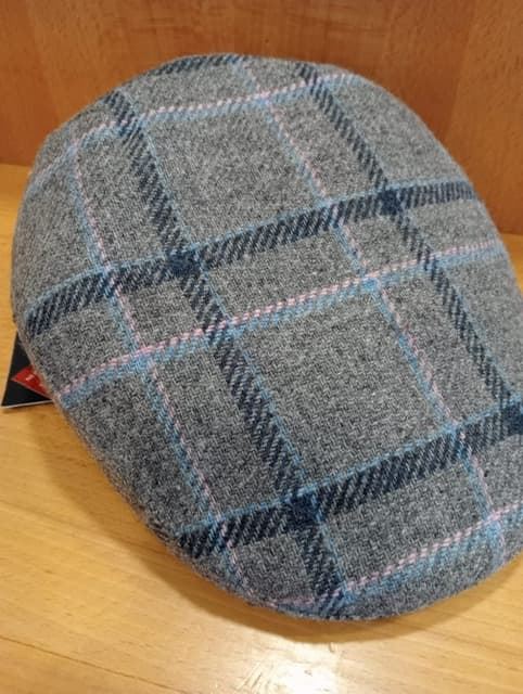 Visera BEIRETS de lana gris cuadros azul marino/celeste/rosa - Imagen 4