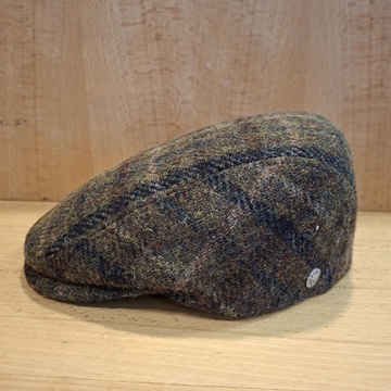Visera BEIRETS de lana HARRIS TWEED, cuadros verde caza - Imagen 1
