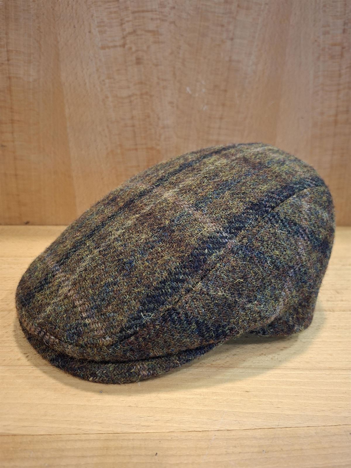 Visera BEIRETS de lana HARRIS TWEED, cuadros verde caza - Imagen 3