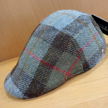 Visera BEIRETS de lana HARRIS TWEED, tartán azul claro/verde kaki - Imagen 1