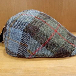 Visera BEIRETS de lana HARRIS TWEED, tartán azul claro/verde kaki - Imagen 2