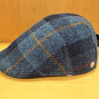Visera BEIRETS de lana HARRIS TWEED, tartán azul marino - Imagen 2