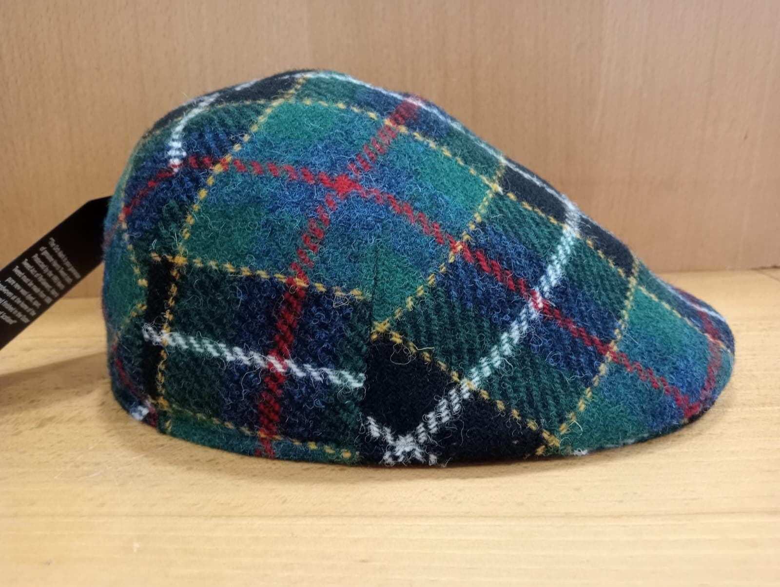 Visera BEIRETS de lana HARRIS TWEED, tartán verde - Imagen 1