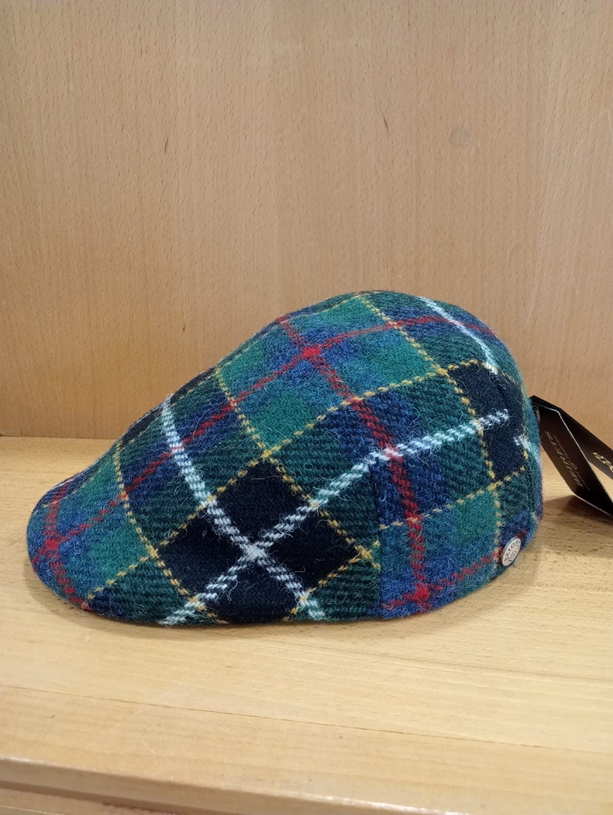 Visera BEIRETS de lana HARRIS TWEED, tartán verde - Imagen 5