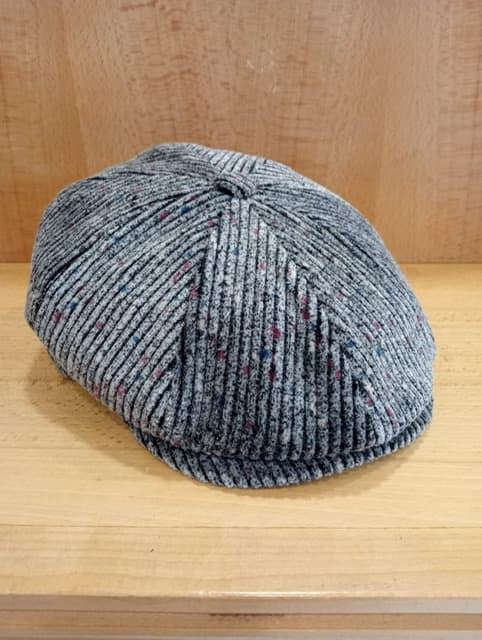 Visera BEIRETS de pana tono gris con motitas granates y azules - Imagen 1